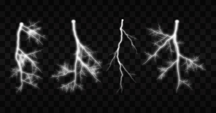 PSD lightning light effect on transparent background