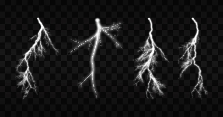 PSD lightning light effect on transparent background