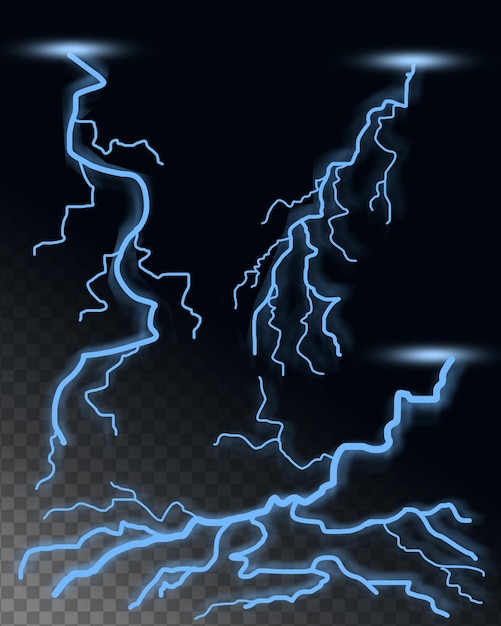 Lightning or thunderbolt light effect isolated