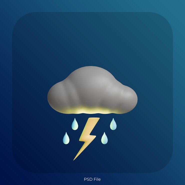 PSD lightning rain 3d icon