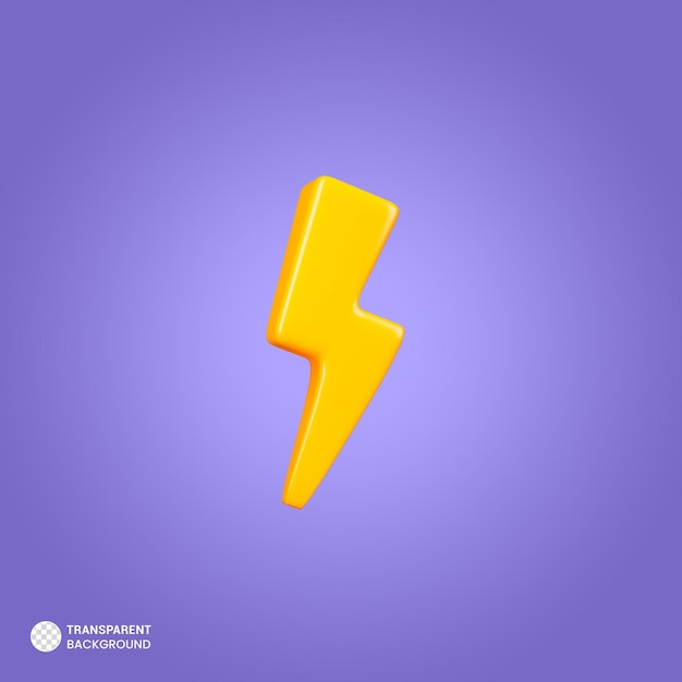 Lightning storm sky side view 3d rendering icon illustration