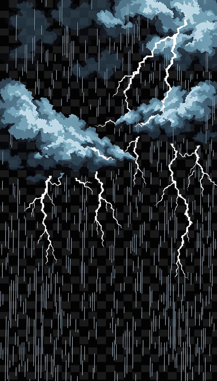 PSD 暗い背景で雷が打つ