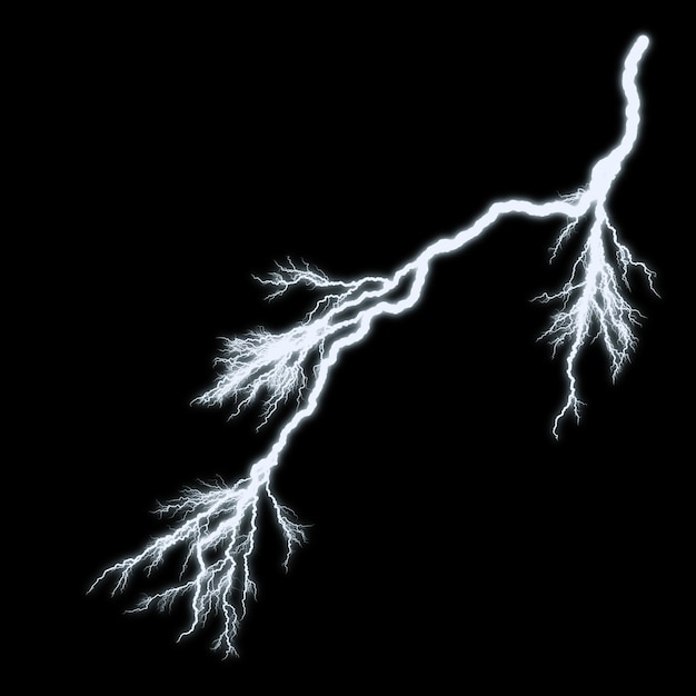 lightning strikes on a black background with a lightning bolt
