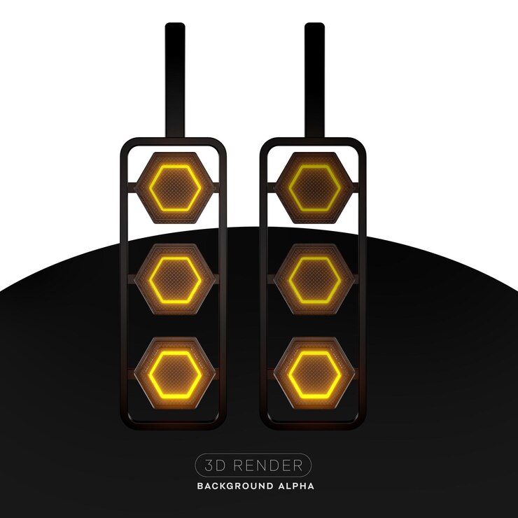 PSD lights bases with neon lights 3d rendering