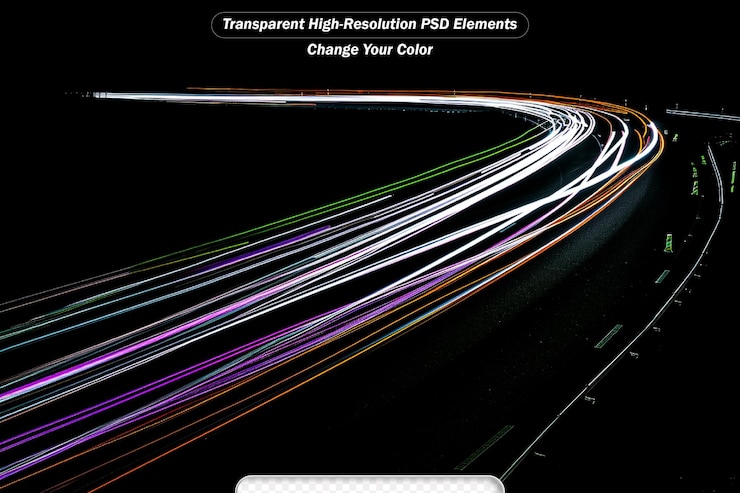 PSD lights of cars with road line night