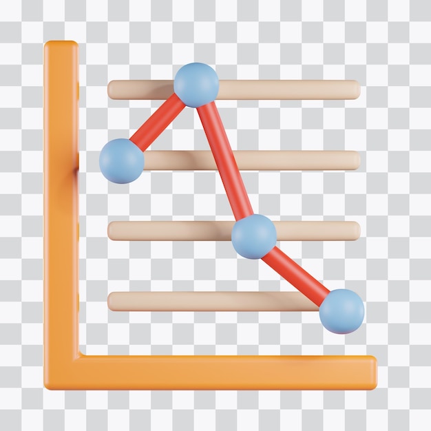 PSD lijndiagram naar beneden 3d-pictogram