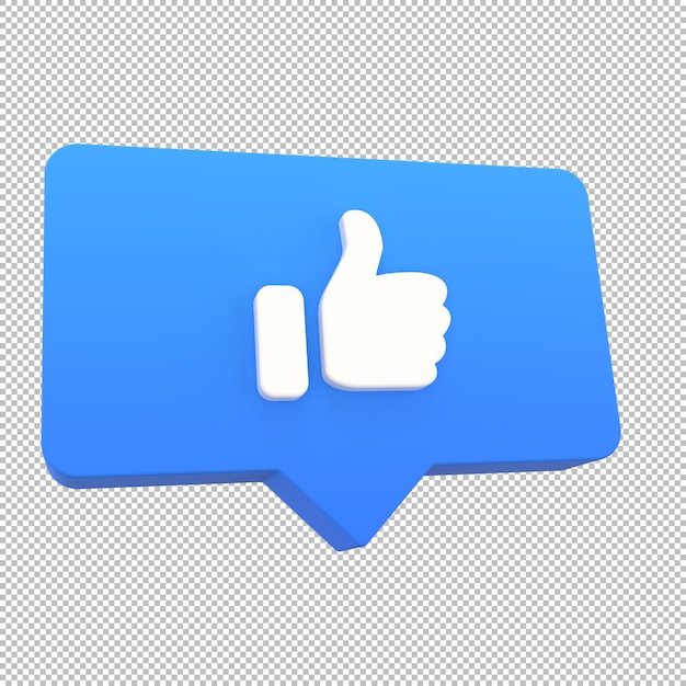 Like 3D Icon with Matte Finish in Transparent Background