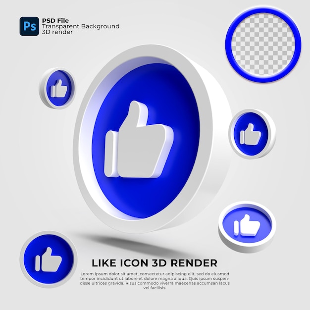 PSD like icon 3d blue color