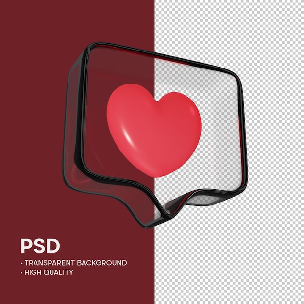 PSD come l'icona di instagram nel rendering di scatola di vetro isolato