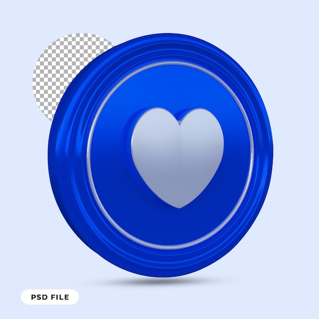 like or love icon 3d render isolated