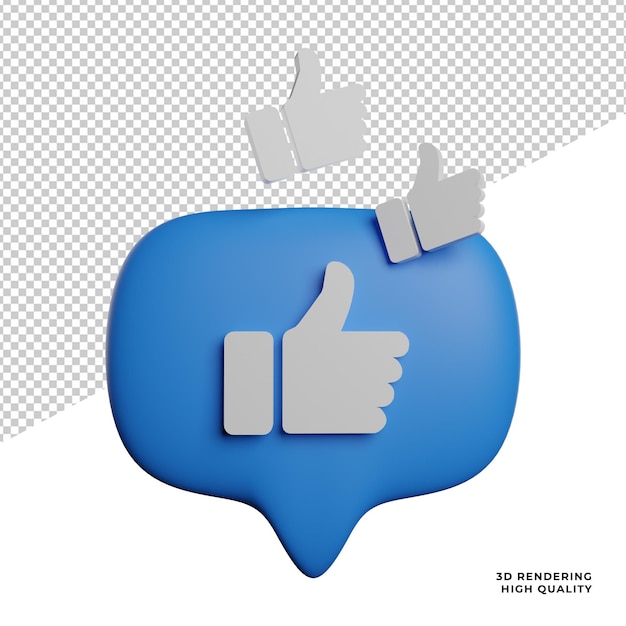 PSD like love social media element front view icon 3d rendering illustration with transparent background