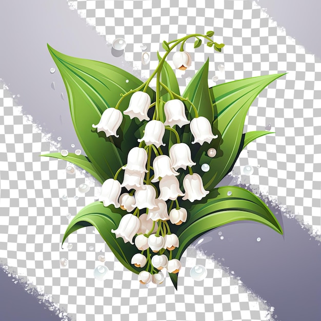 Lily of the valley may bell fragrant spring flower with green leaf and transparent flowers illustration i