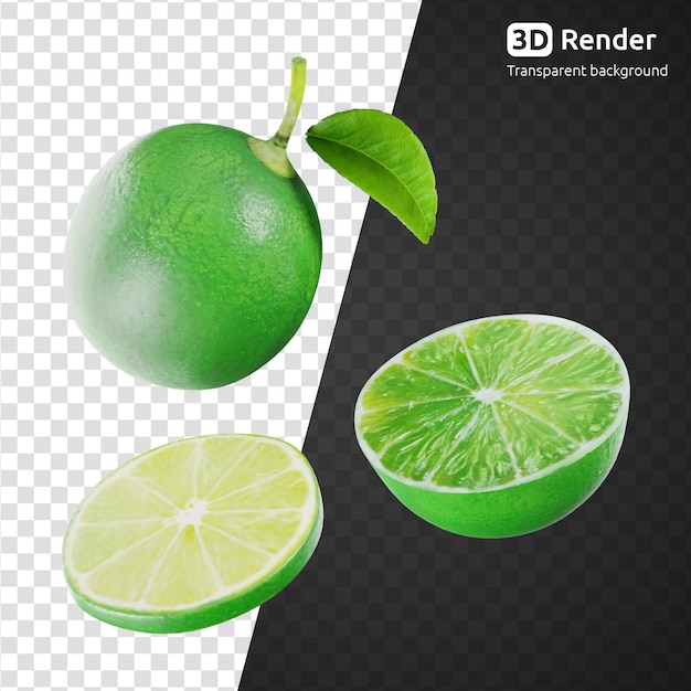 A lime 3d render isolated