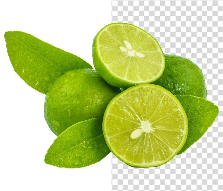 PSD lime cut in half with transparent background