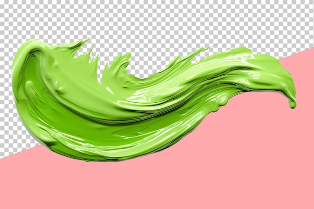 Lime green paint stroke isolated object transparent background