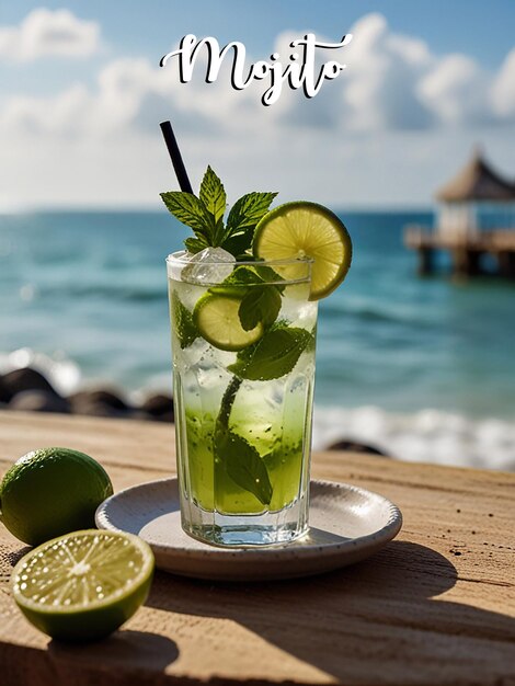 Изображение фона Lime mojito или шаблоны с редактируемым файлом