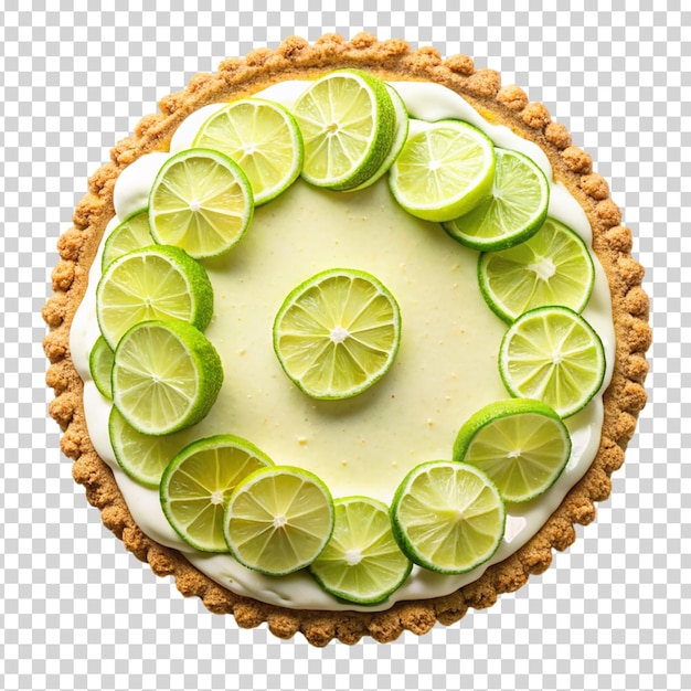 PSD una torta di lime con limoni tagliati e cuneo di lime su uno sfondo trasparente