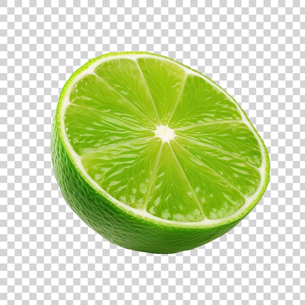 Lime slice half fresh green transparent