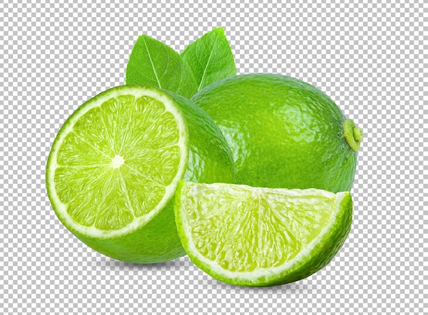 Lime with leaf isolated on alpha layer