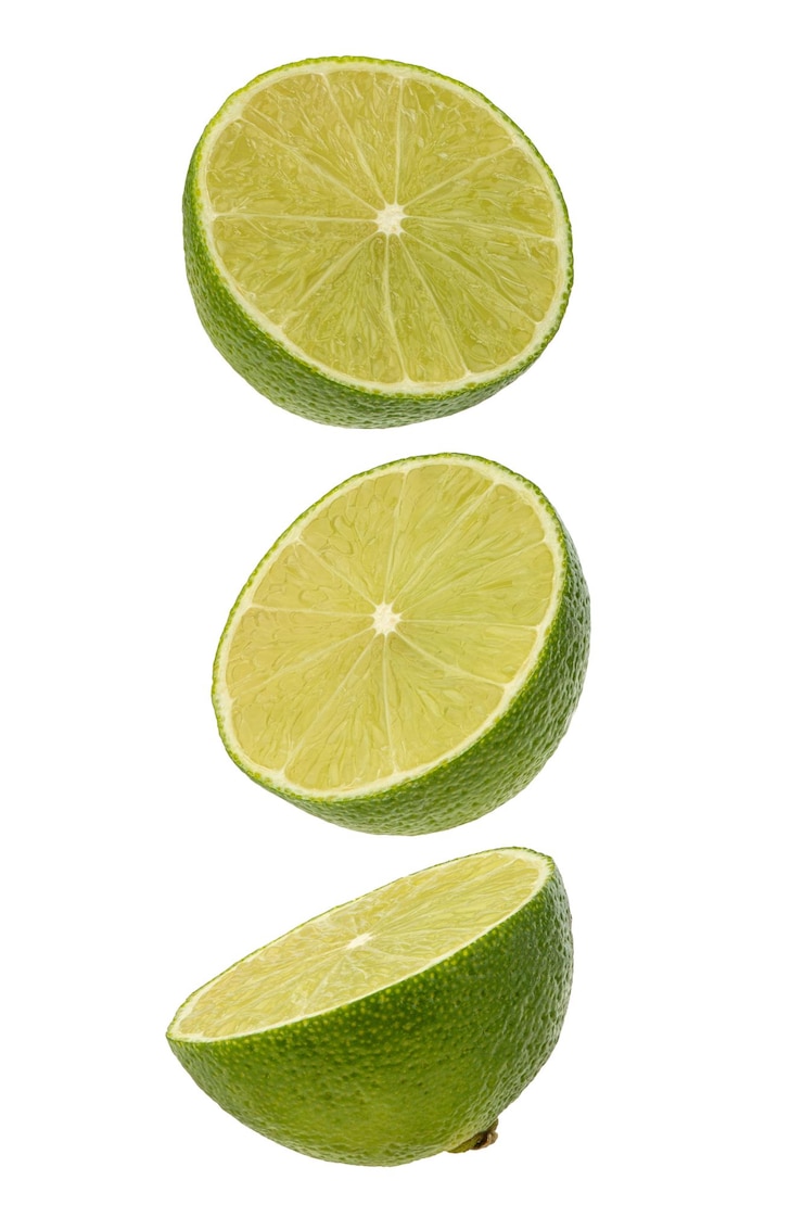 PSD lime with parts on white isolated background