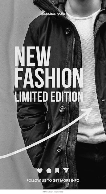 PSD limited edition black jacket fashion sale social media instagram stories template psd design