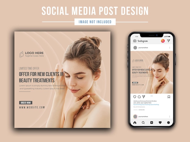 Limited time offer women skincare treatment offer promotional social media post template PSD