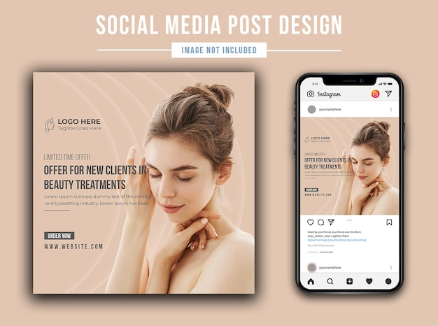 Limited time offer women skincare treatment offer promotional social media post template psd