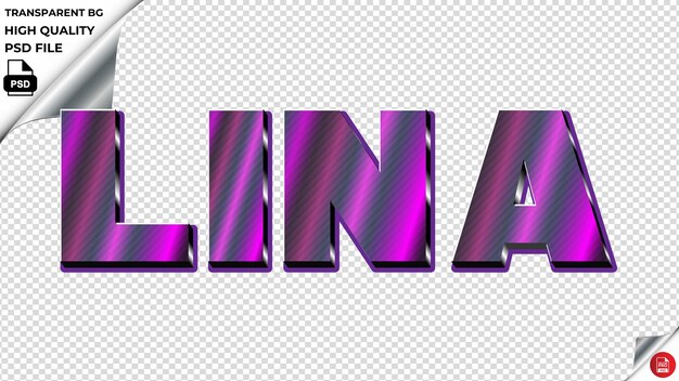 PSD lina typografie paarse lichte tekst metalen psd transparant