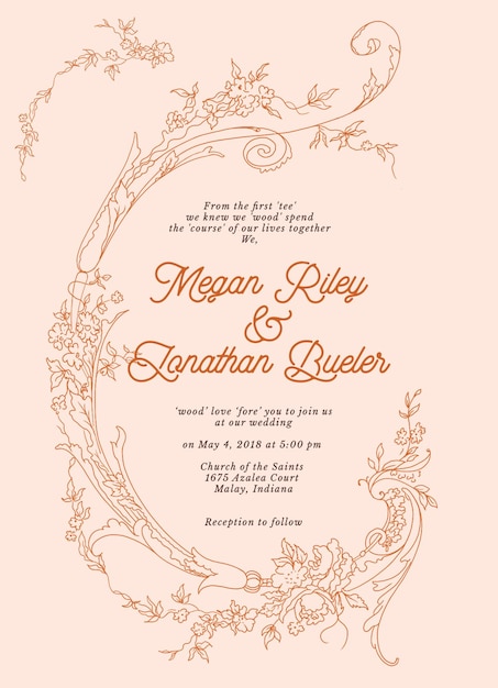 Line art wedding invitation