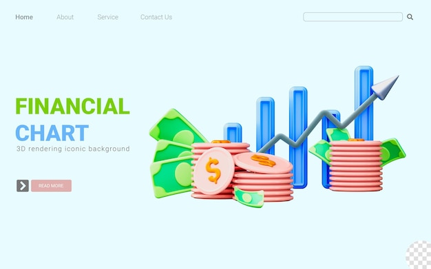 line chart bar sign with up arrow dollar coin note 3d render concept for financial chart