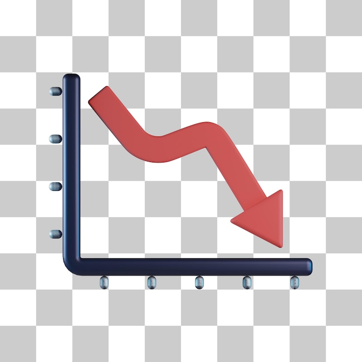 PSD line chart down 3d icon