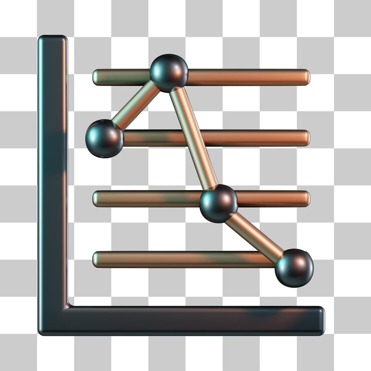 PSD 3d 아이콘 아래로 꺾은선형 차트