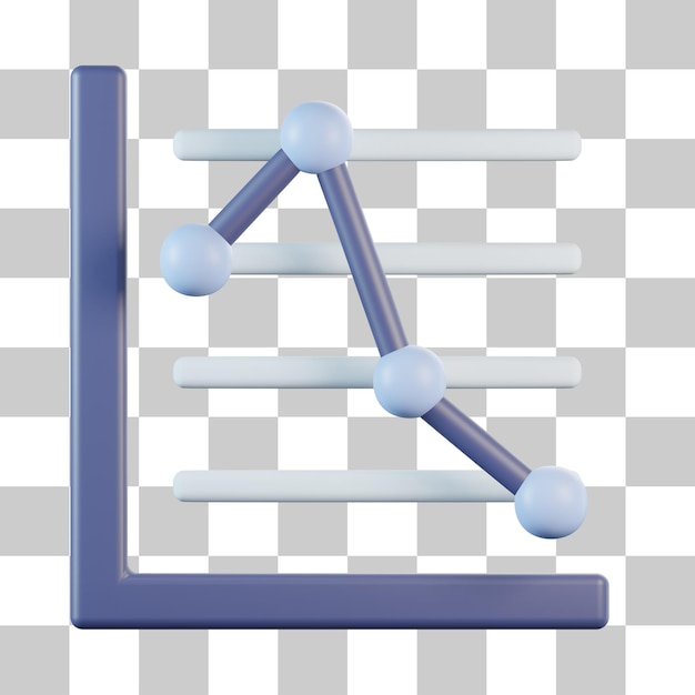 PSD icona 3d del grafico a linee in basso