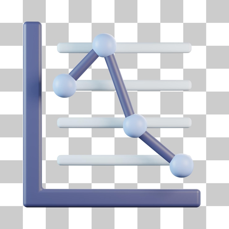 PSD line chart down 3d icon
