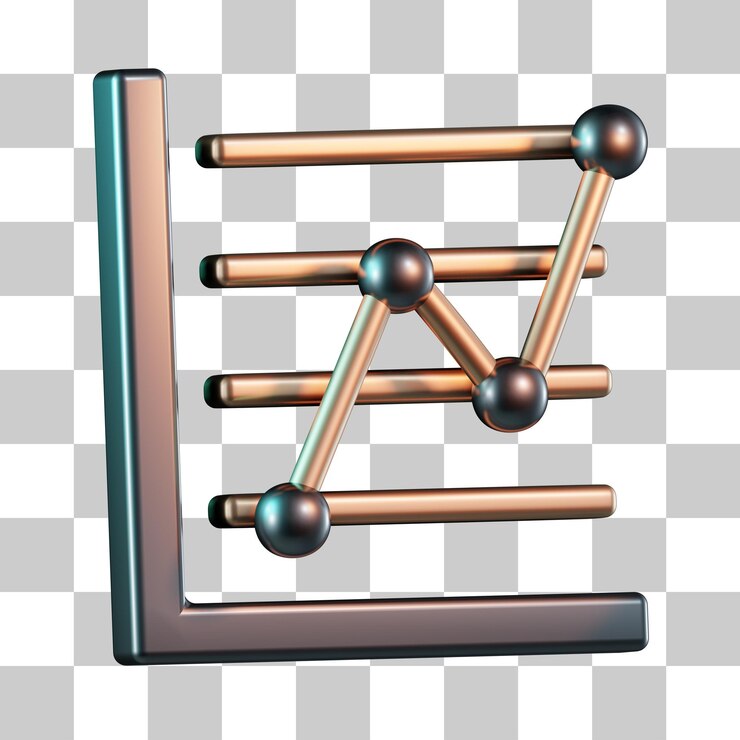 PSD line chart going up 3d icon