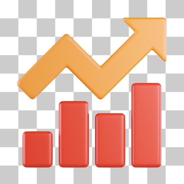 PSD line chart up 3d icon