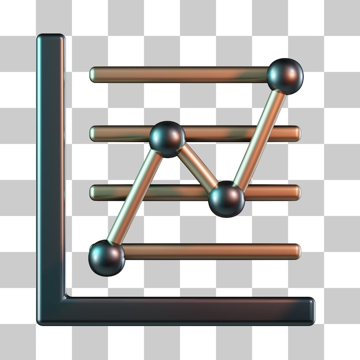 PSD line chart up 3d icon