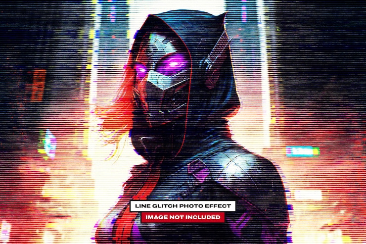 PSD line glitch photo effect