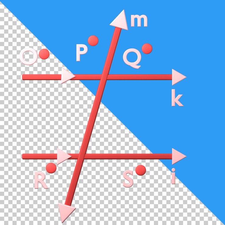 PSD line m intersects lines k and i icon isolated on the transparent background