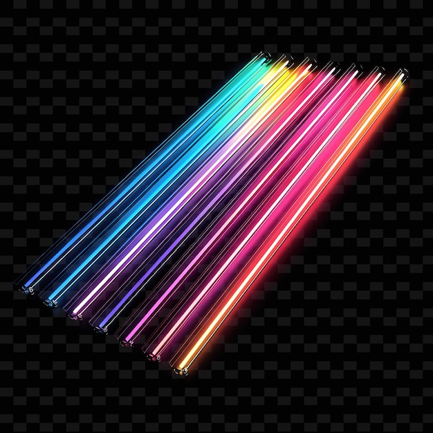 PSD a line of rainbow colored lines with a black background