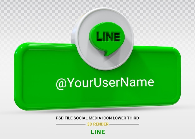 Line Social media icon lower third web banner 3d render
