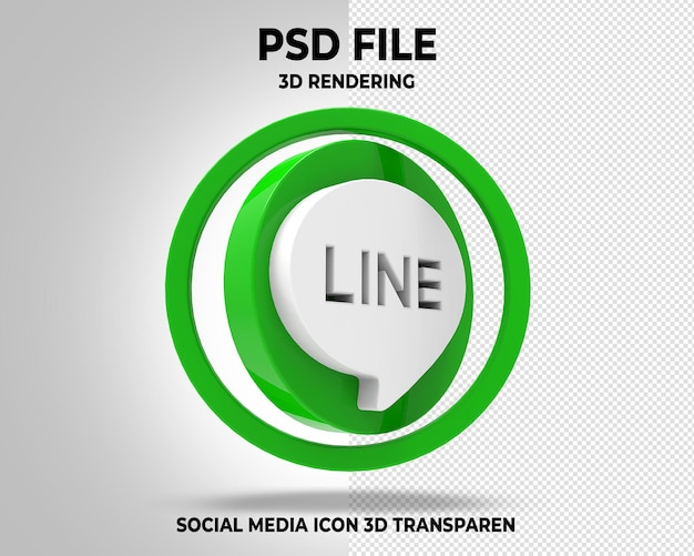 Line Social Media Transparent logo 3D