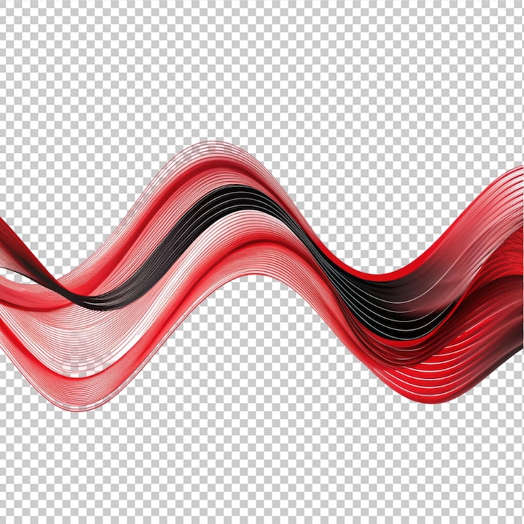 PSD line wave red and black color transparent background