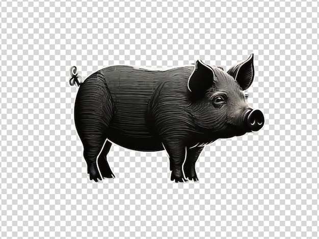 Lineair teken met varkenssilhouet op doorzichtige achtergrond