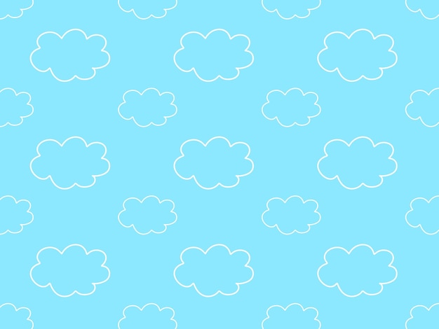 linear drawing of clouds on blue background repeating raster pattern