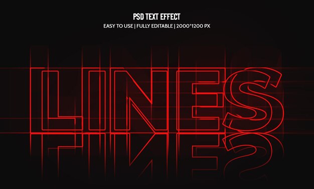 PSD lines 3d editable text style effect