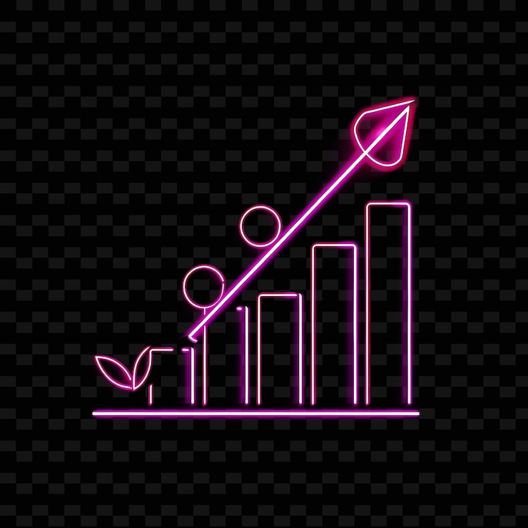 PSD lines of investment icon with animated glow in neon sign li set png iconic y2k shape art decorativen