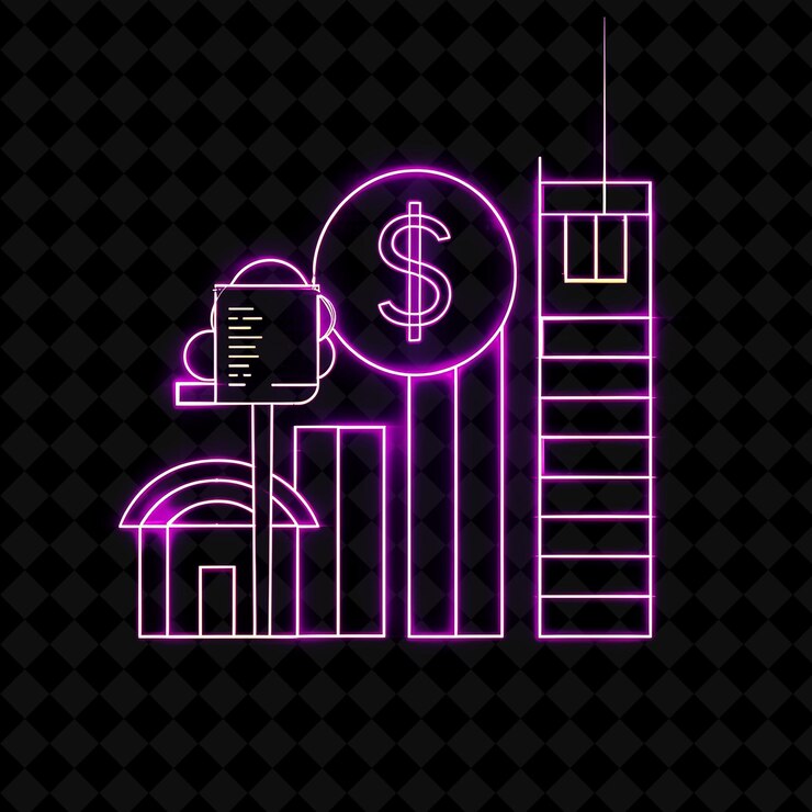 PSD lines of investment icons with animated glow in neon sign li creative set neon color y2k collection