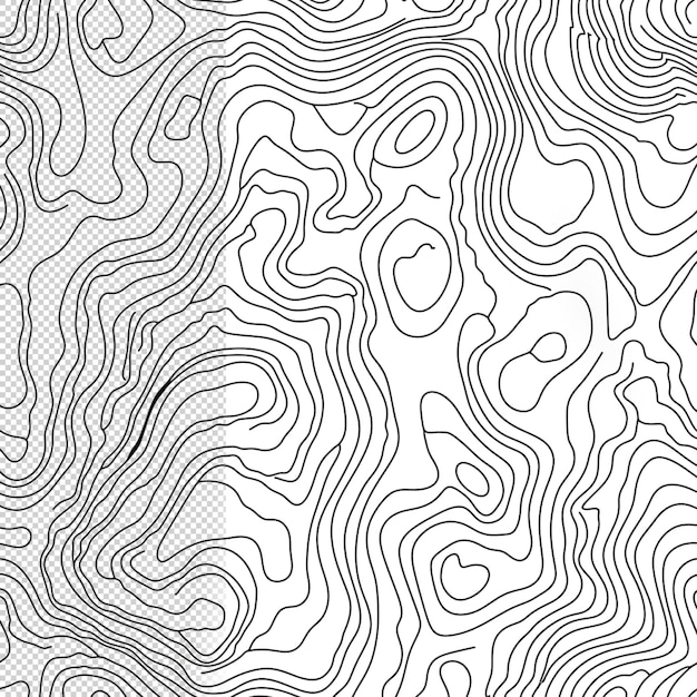 Linie konturów topograficznych na przejrzystym tle
