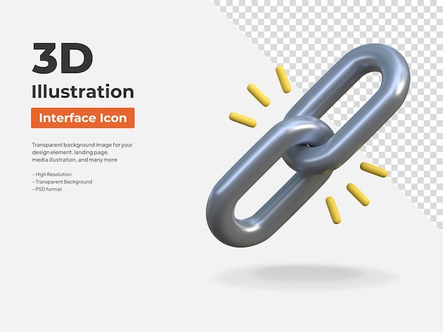 PSD link status interface isolated 3d icon illustration